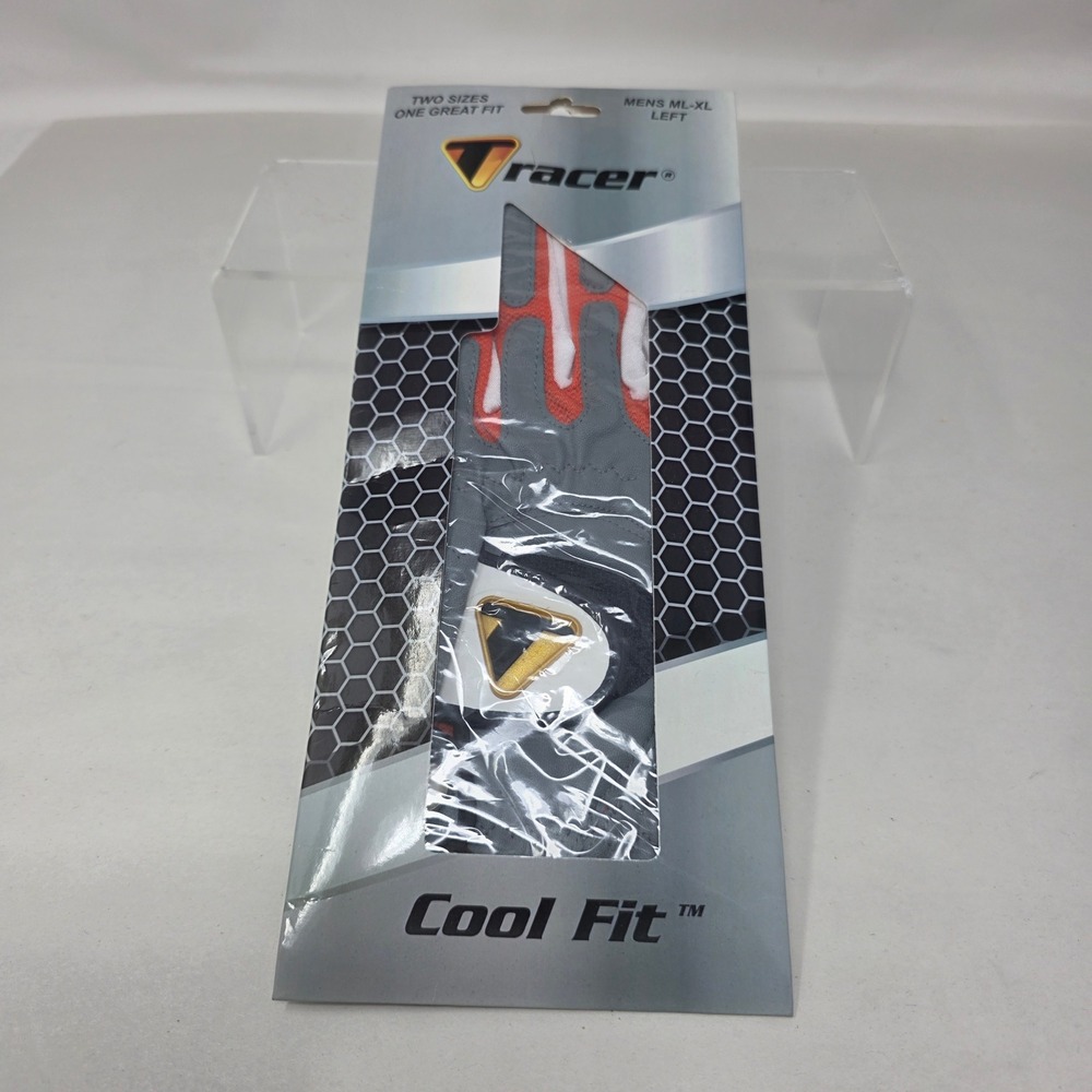 Tracer Cool Fit Golf Glove Mens ML-XL Left Hand Gray Orange New Ball Marker
